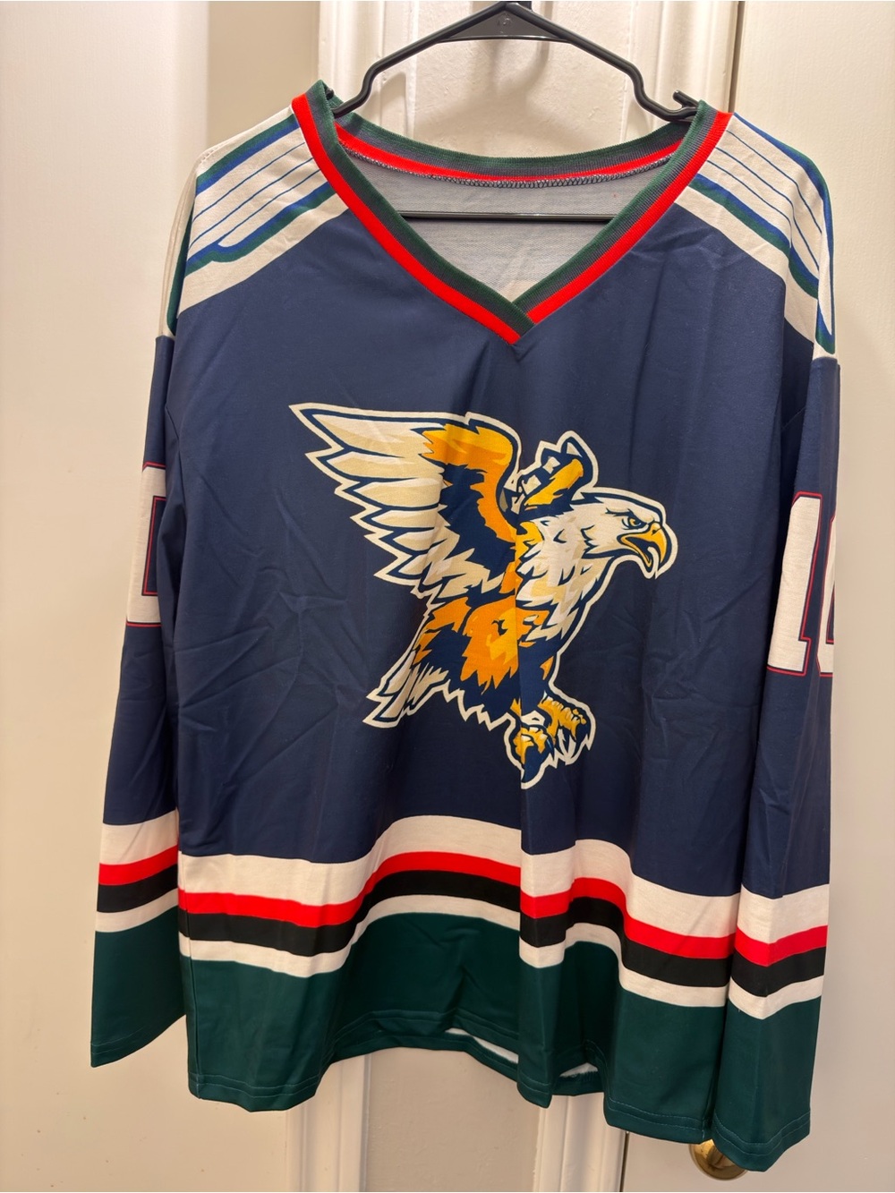 Navy & Green Eagle Graphic Hockey Jersey